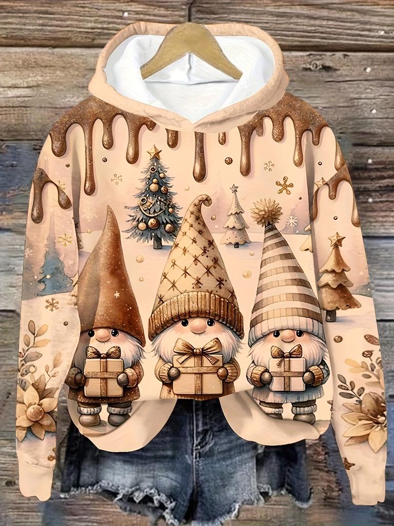 3D digitální potisk s dlouhým rukávem módní dámské oblečení Santa Claus dámská mikina módní ležérní červená vánoční mikina s kapucí dlouhé rukávy