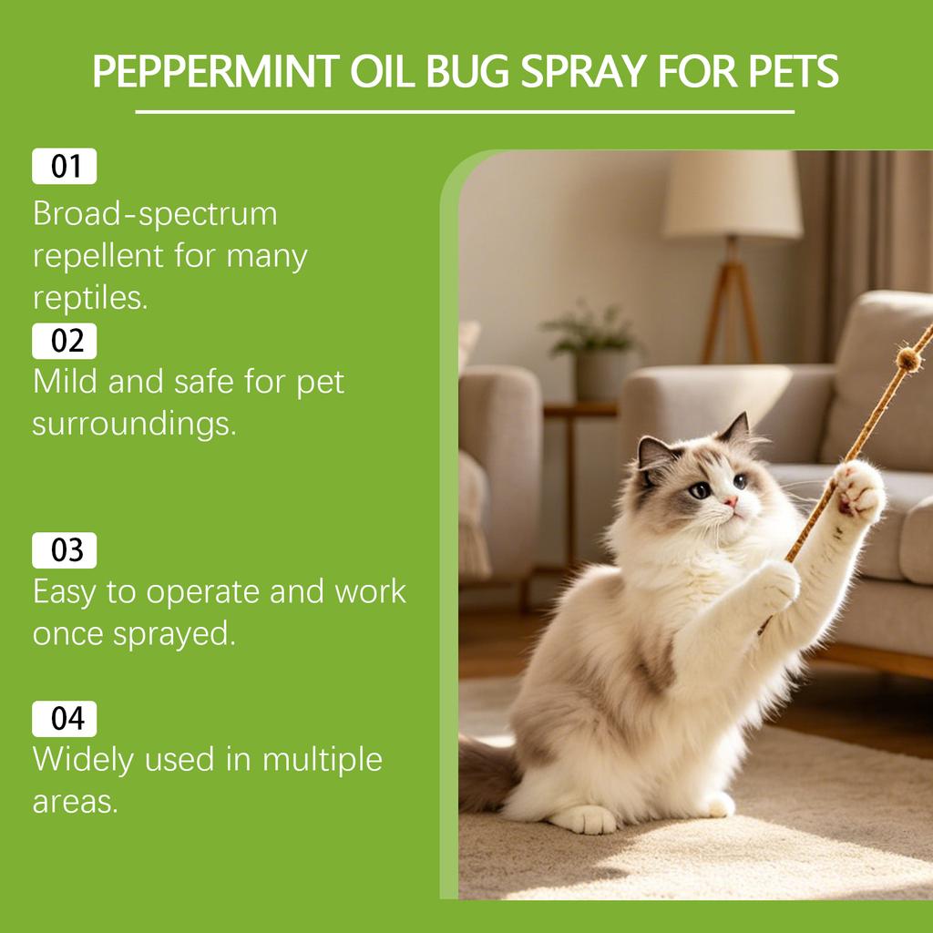 Peppermint Oil Bug Spray Repellent 120ML Natural Insect Repellent Spray Safe for Pets Gentle Formula Ready To Use