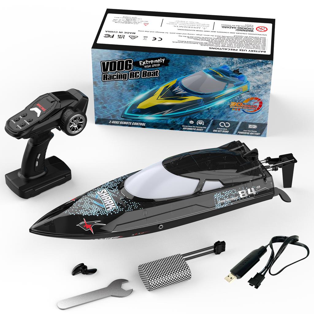 2.4GHz Remote Control Boat 30KM/H High Speed Remote-controlled Speedboat Water Cooling Protection Lo