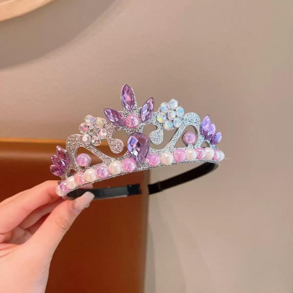 Elsa Frozen Blue Rhinestone Pearl Crown Headband for Children