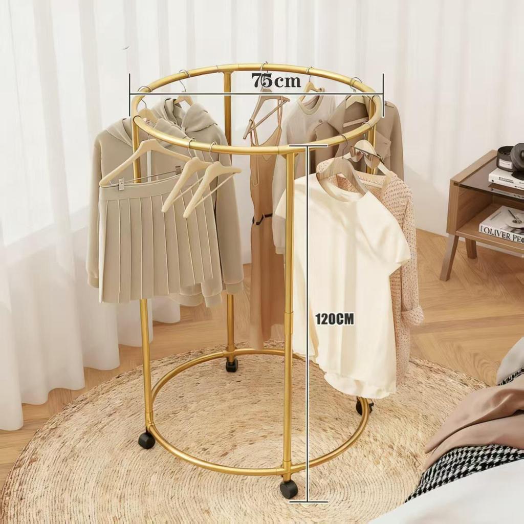 Rotatable Clothes Rack with Wheels, Multi-functional Wardrobe and Outdoor Display/Drying Rack