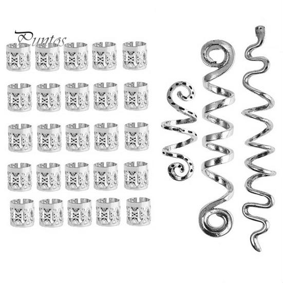 

6/28 шт./компл. аксессуары для волос набор женщин сплав косы бусины клипсы простые в использовании аксессуары для волос пиратский косплей волосы инструменты для плетения серебряный