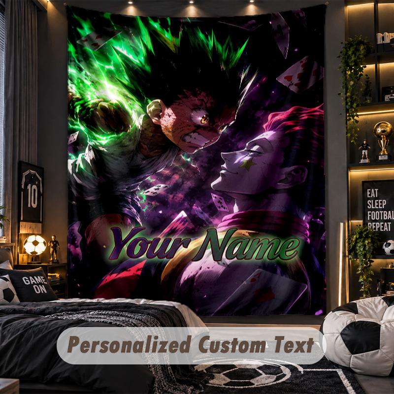 Personalized Wall Tapestry,Hunter × Hunter Custom Printed Name, Fabric Wall Art For Indoor Room Backdrop
