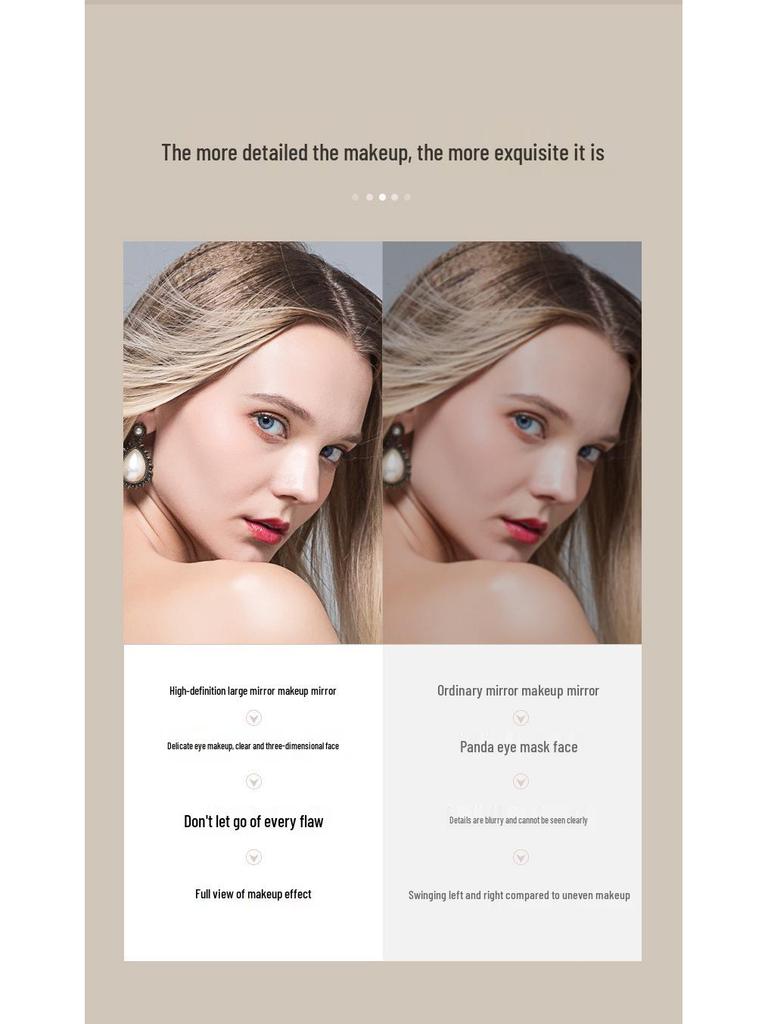 Large Double-Sided LED Makeup Mirror with Magnification and Fill Light for Vanity or Desk