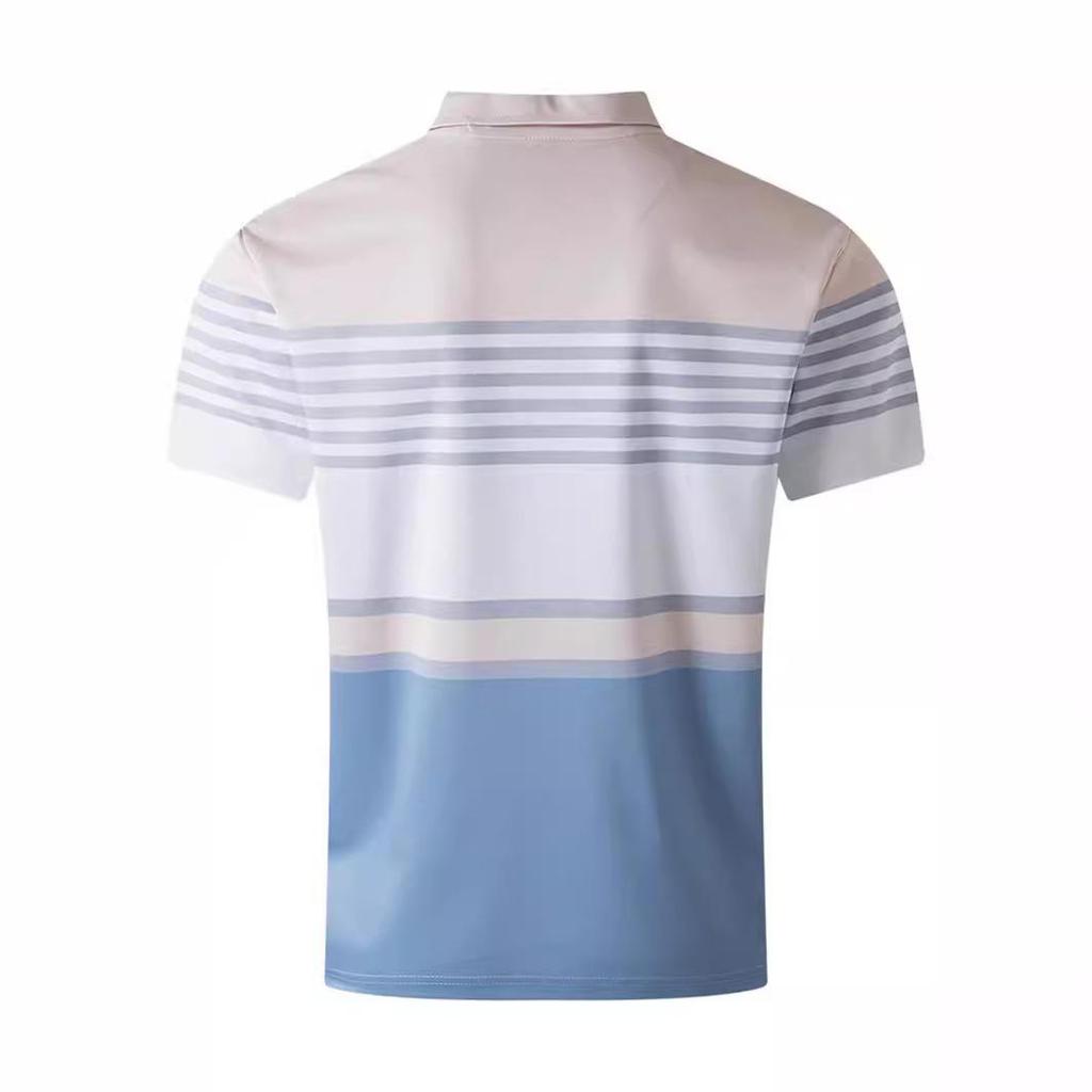 Nuova Polo Casual da Uomo Estiva con Collo a Rever, Bottoni, Strisce e Color Blocking T-shirt Top