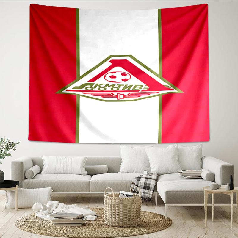 1PC Green And Red Soccer Emblem Printed Tapestry Room Decoration Wall Hanging for Living Room Bedroom, dormitory, Birthday and Christmas gifts
