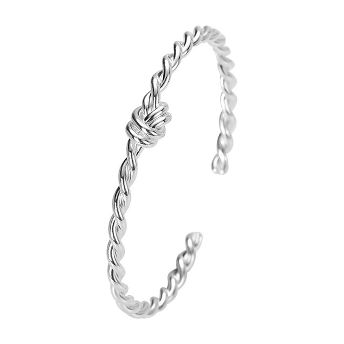 

Женский браслет с витыми геометрическими линиями, регулируемый браслет с узлом, однотонный медный сплав, полированное запястье, украшения для ежедневного праздничного подарка