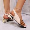 Women's Color Block Croc Print Open Toe Sandals Low Heel Slip On Summer Casual Dress Shoes