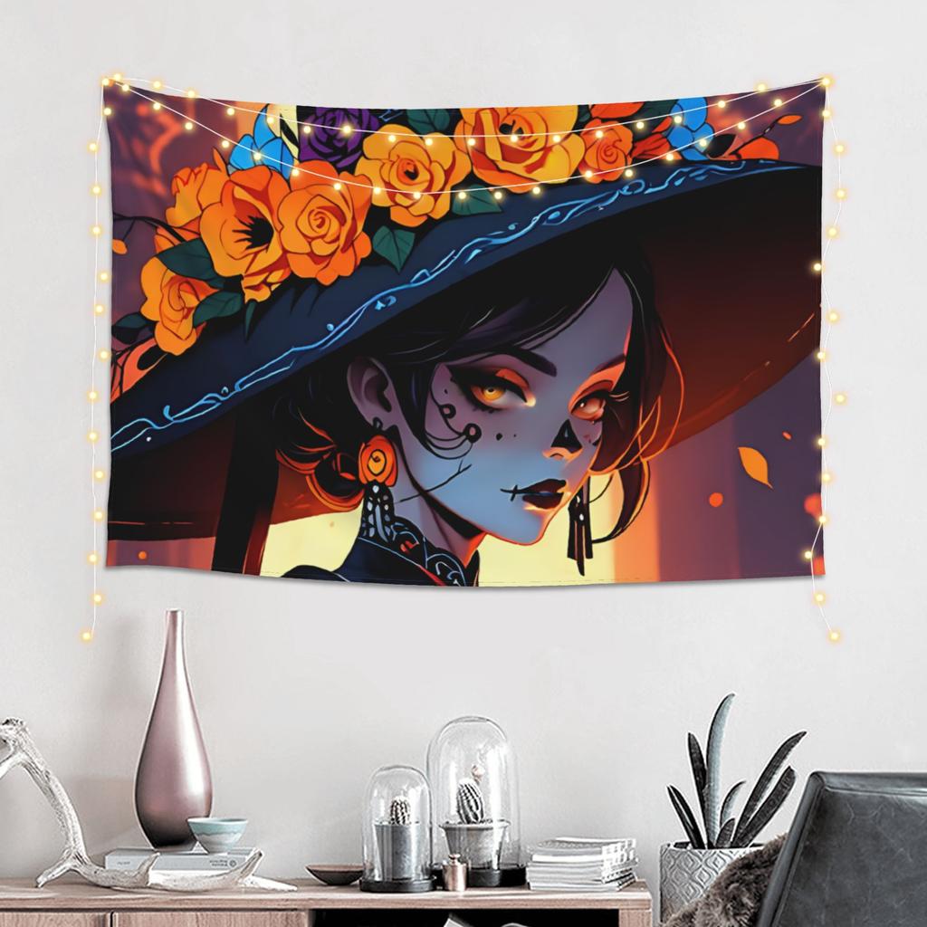 Halloween Trick Or Treat Print Tapestry Wall Hanging Blanket Tapestry Home Decor Items Wall Decorations