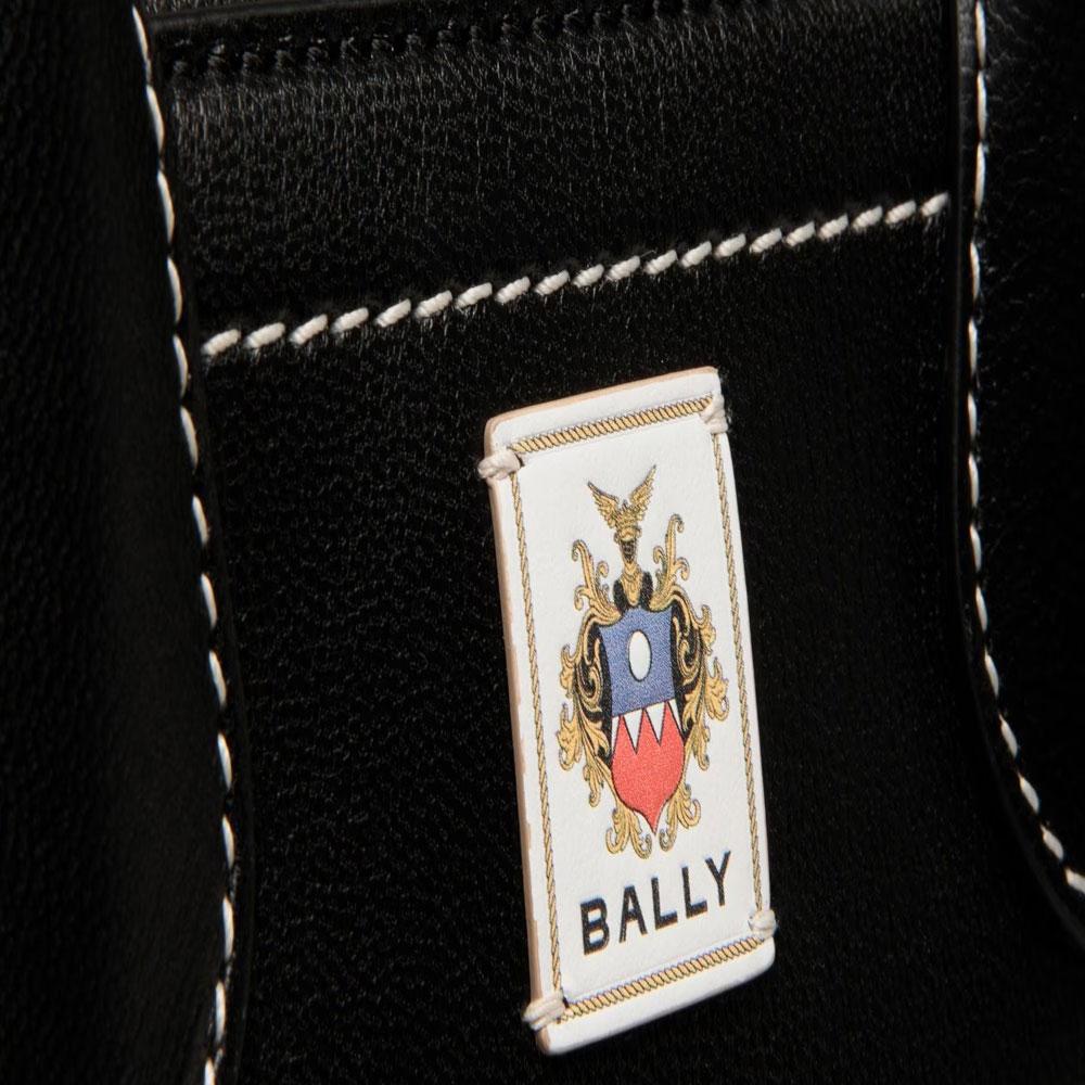 Bally Unda Brand Logo Classic Grain Goat Leather Handbag Women Handbags Black 6310380