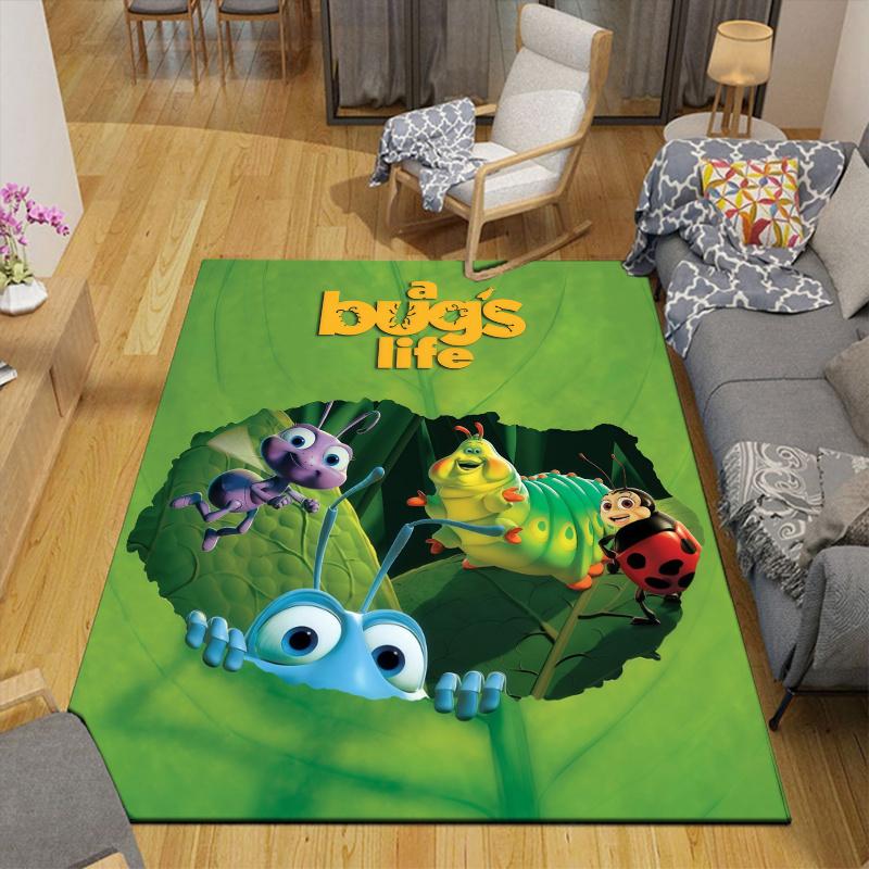 A Bug's Life Home Sofa Decoration for Living Room & Bedroom, Non‑Slip Play Flannel Floor Mat for Game Room