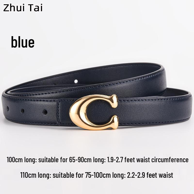 New Women's Smooth Buckle Belt - Alloy Fashion Letter Leather Waist Belt, Korean Style Trend