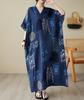Summer Plus Size Loose Fit Vacation V-Neck Short Sleeve Maxi Dress Women Beach