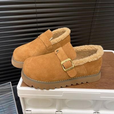 Retro Women's Autumn and Winter New Fashion One-pedal Velvet Cotton Shoes Bread Beanie Shoes Women