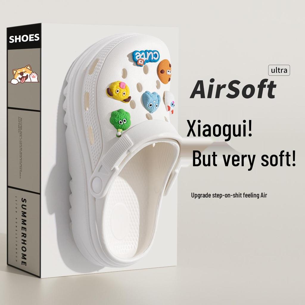 Women's 2025 Black Non-Slip Thick-Soled Beach Clogs for Comfortable Summer Wear