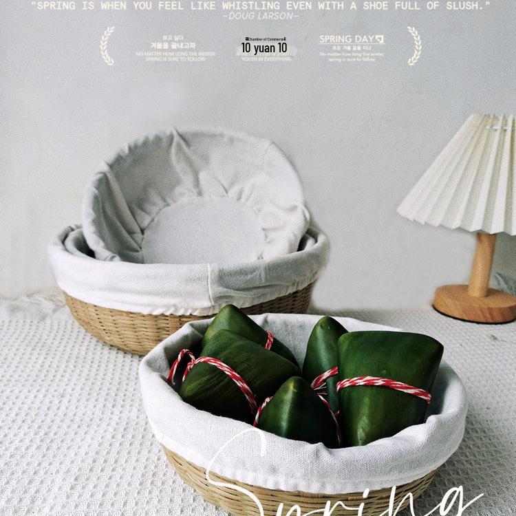 Large Bamboo Rattan High-Foot Steamed Bun & Snack Basket - Finely Woven, Multi-Purpose Household Kitchen Fruit & Vegetable Wash Basket, Round Design