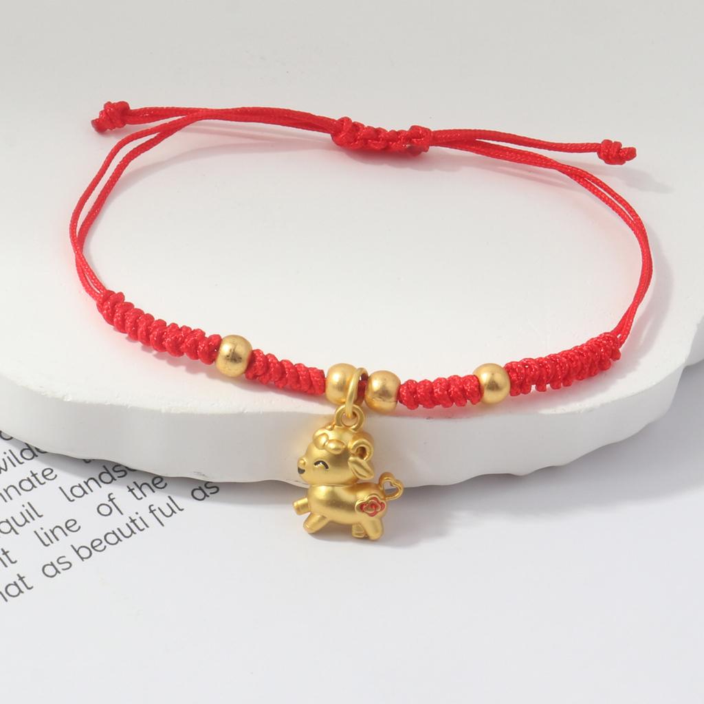 Handmade Red String Bracelet Gold Plated Zodiac Sheep Charms Adjustable Size Good Luck Gifts Daily Wear Fashion Jewelry