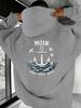 North German Coastal Moin Anchor Ocean Wave Seagull Print Men Hip Hop Sports Hoodie, Wind Welle Wette Nautical Retro Loose Sweatshirt