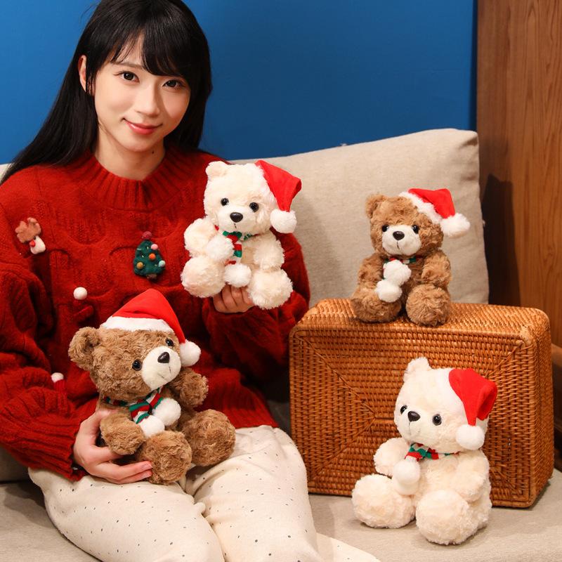 Christmas Teddy Bear with Scarf & Hat - Plush Toy for Valentine's & Birthday Gifts