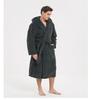 Large Cotton Velvet Jacquard Hooded Men's Nightgown - European & American Style, Thickened for Autumn/Winter, Unisex.