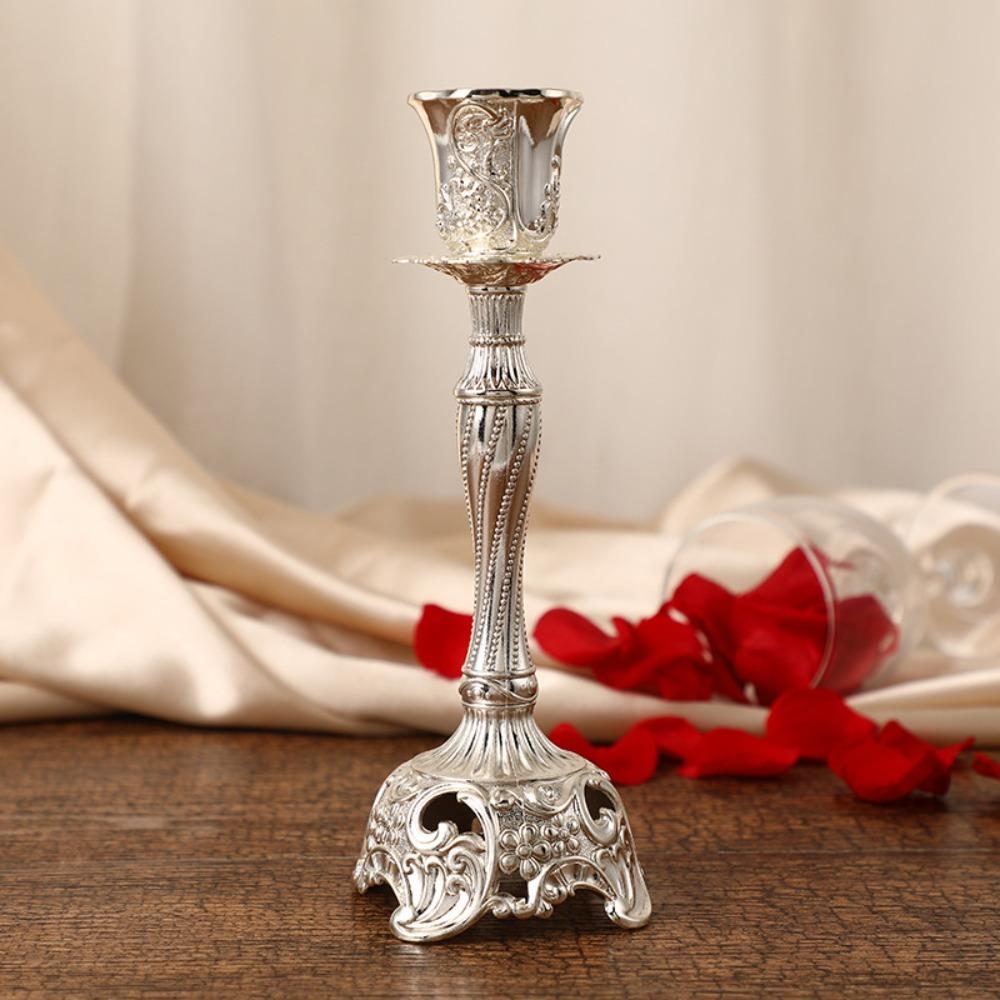 

Retro Retro Candlestick Single-Headed Wedding Candlestick Taper Candle Holder Anniversary серебряный
