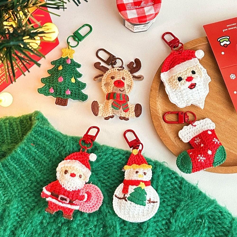 Weave Cartoon Santa Claus Keychain Christmas Tree Christmas Plush Toy  Backpack Decor