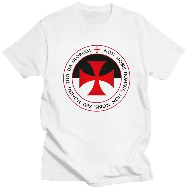 Custom Knights Templar Cross T Shirt for Men Pure Cotton Tshirt Casual Tee Short Sleeves Christian Crusader Seal Tshirt