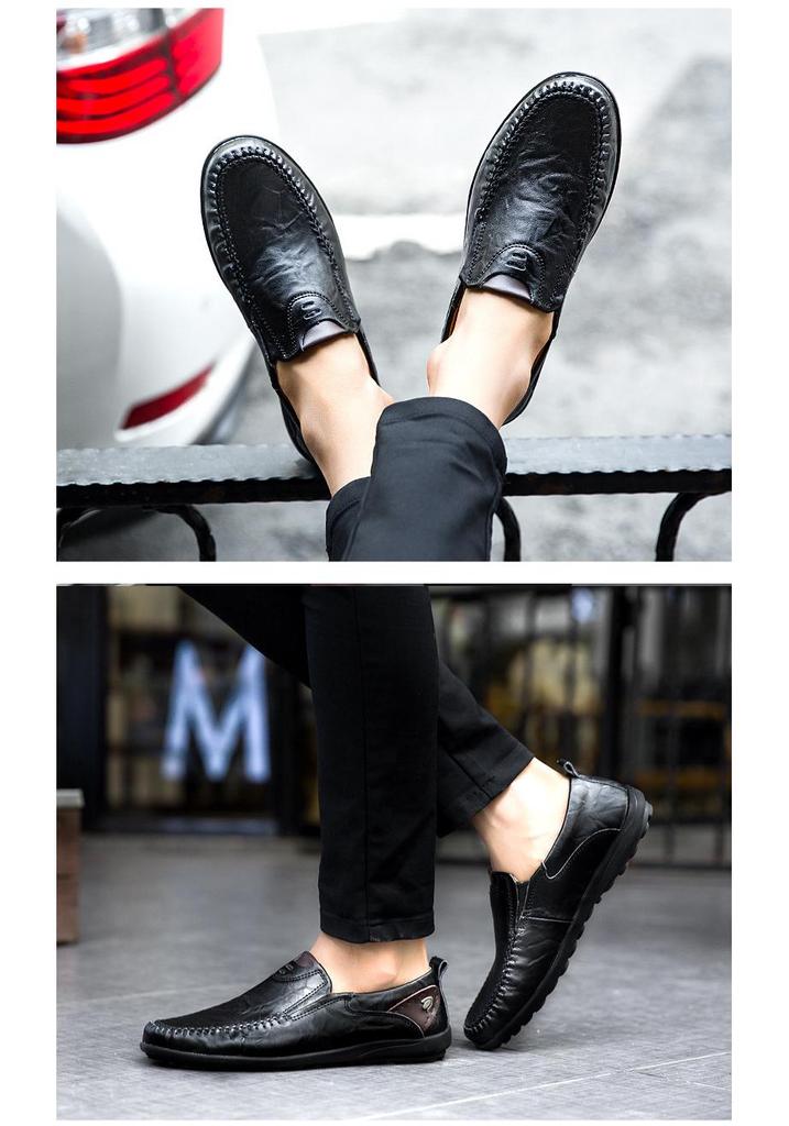 Men's Soft Sole Leather Slip-On British Style Driving Shoes, Big Size, Trendy & Versatile.