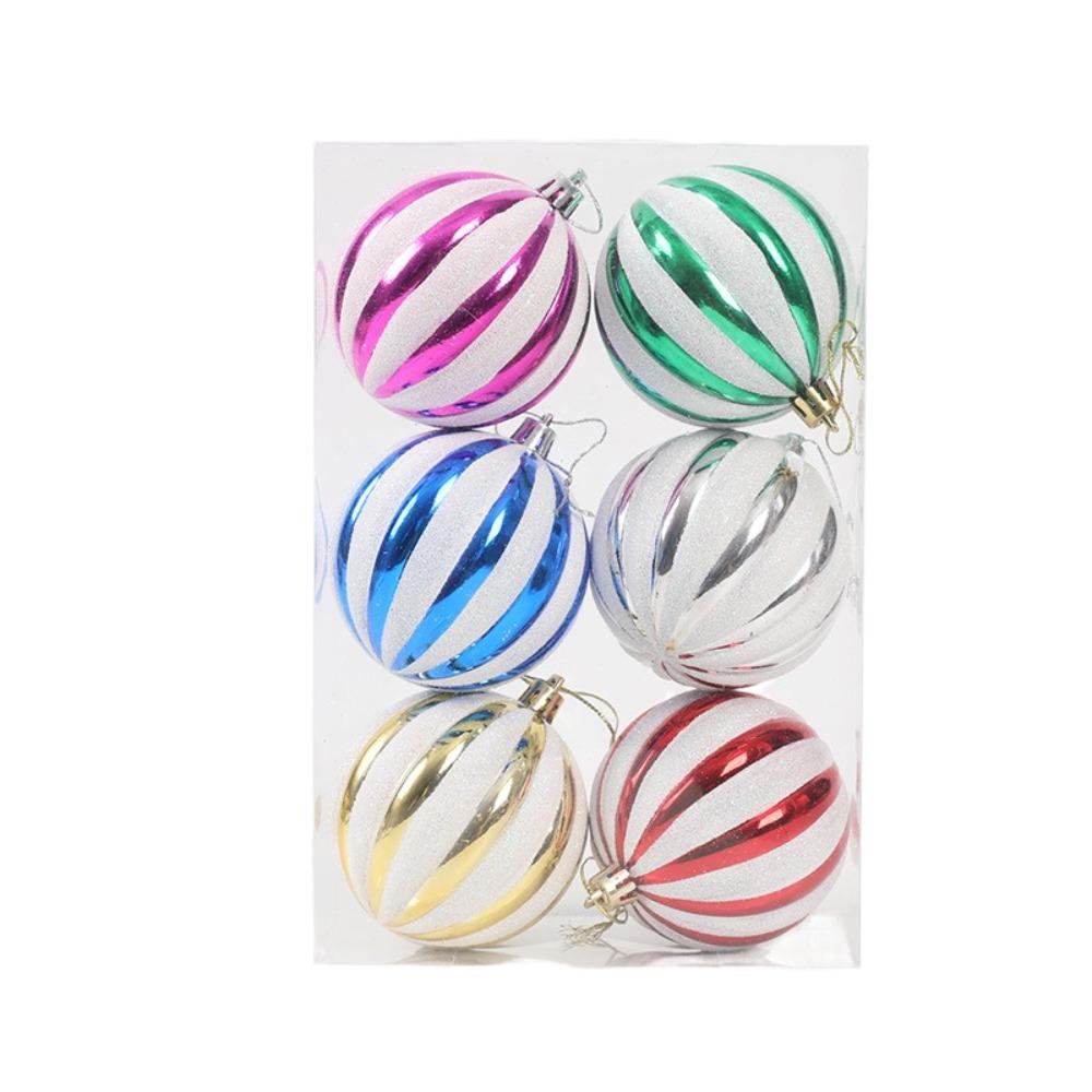 6pcs Creative Christmas Ball Set Plastic Hanging Ornament Christmas Tree Pendant Wedding