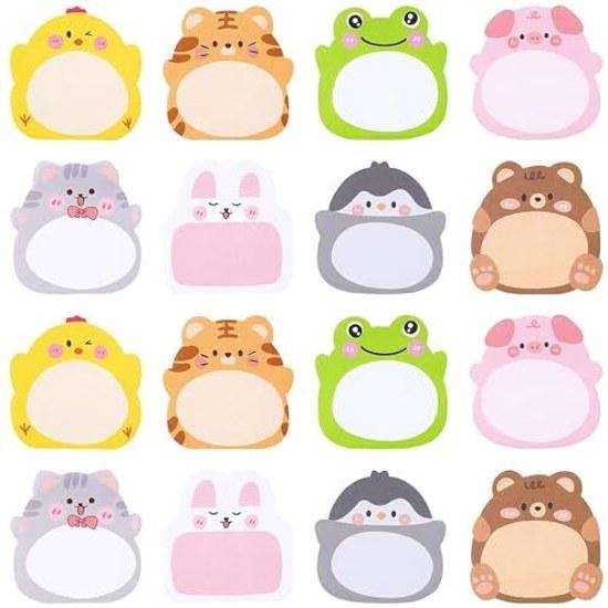 Colorful paper notes 16 stickers 320 sheets information adhesive memo notepad animal shapes cute fun strong stationery home use girls children school