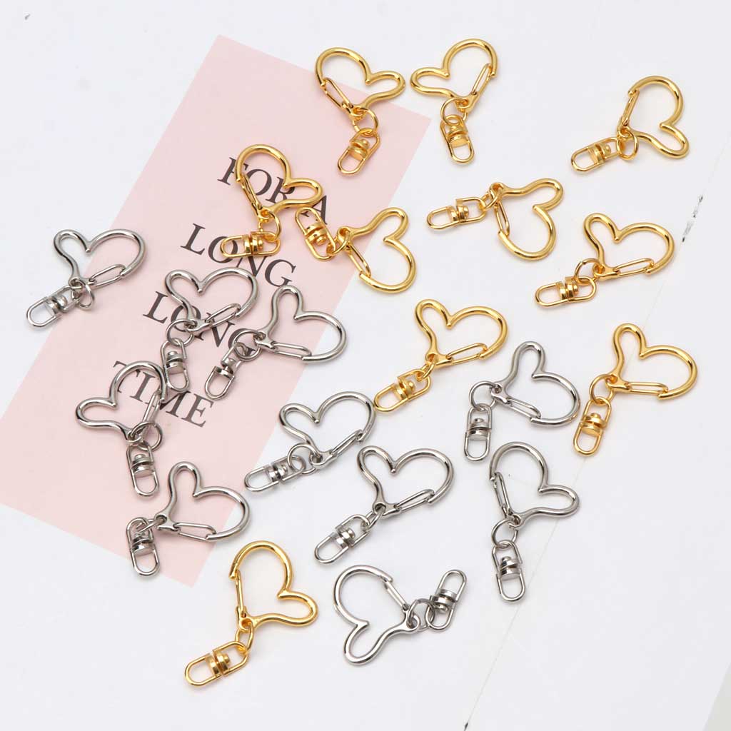 10 Pcs Swivel Clasps Metal Heart Keychain Lobster Clasp Snap Hook for DIY Making