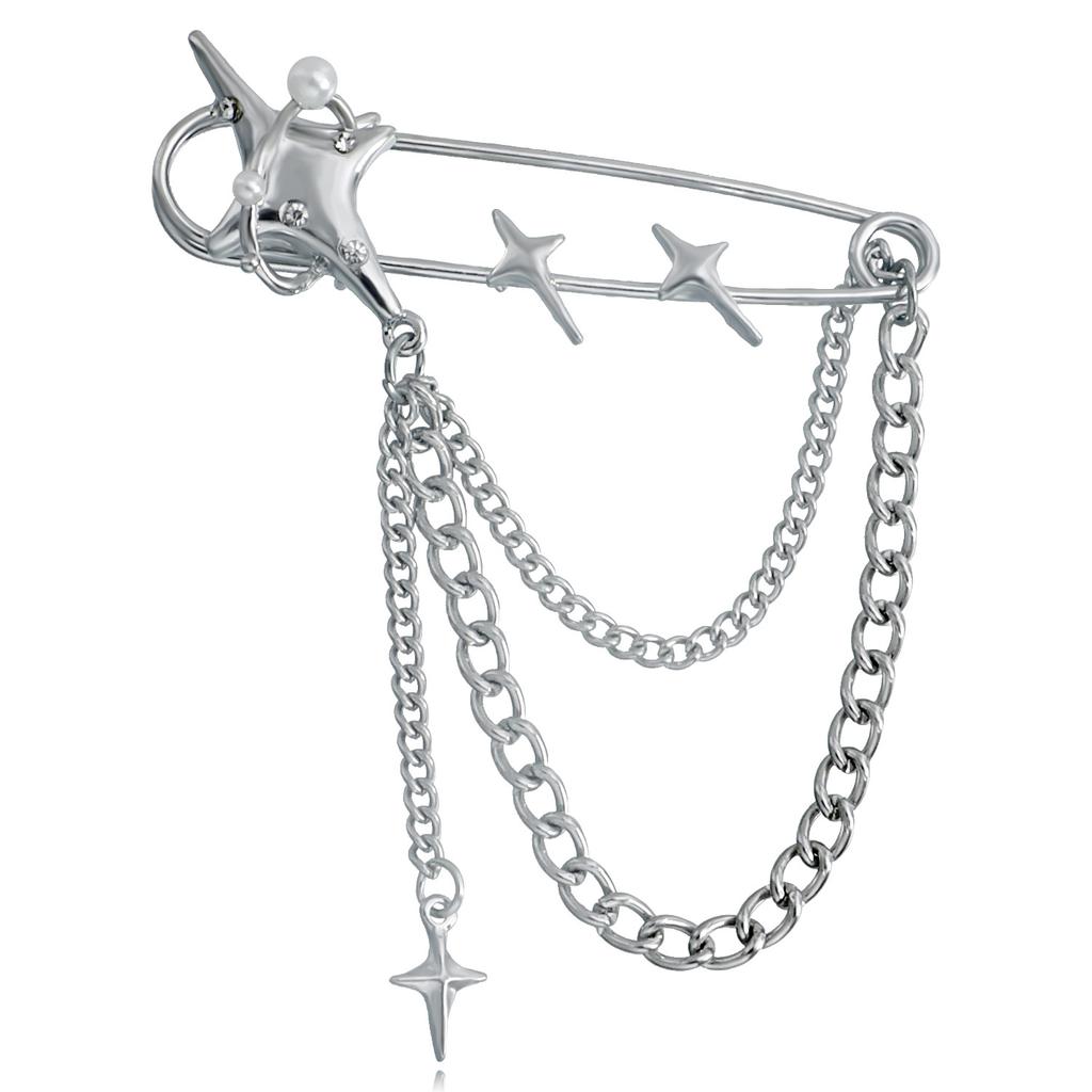 Trendig stjärnkedjebrosch för att visa charm Trendigt kedjeformad nålprydnad Kvinnors kragbrosch Smycken