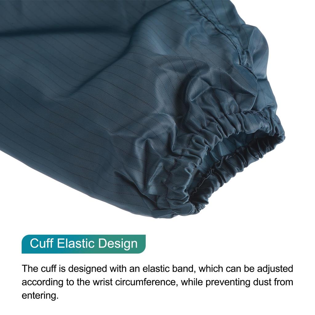 Uxcell ESD Lab Coat, Anti-Static Clothing, Scientific Jacket with Cuffs and Pelvis, Uniform, Unisex (Navy Blue, Size L)