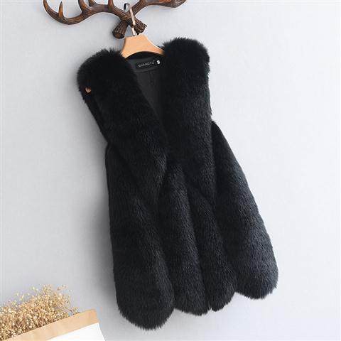 Imitation fox fur coat for women's autumn and winter new medium and long vest fur coat for women to keep warm