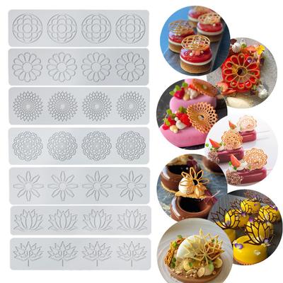 Lotusblumen-Schokoladen-Spitzen-Pad-Silikonform, DIY, runde Fondant-Süßigkeitenform, Party-Dessert, Kuchendekor, Küchen-Backwerkzeug