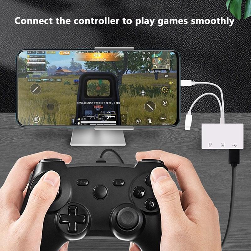 2 In 1 Otg Card Reader Type C Lightning To Sd Tf Memory Card With Usb Charging Port For Macbook Pc Laptop Iphone Cardreader