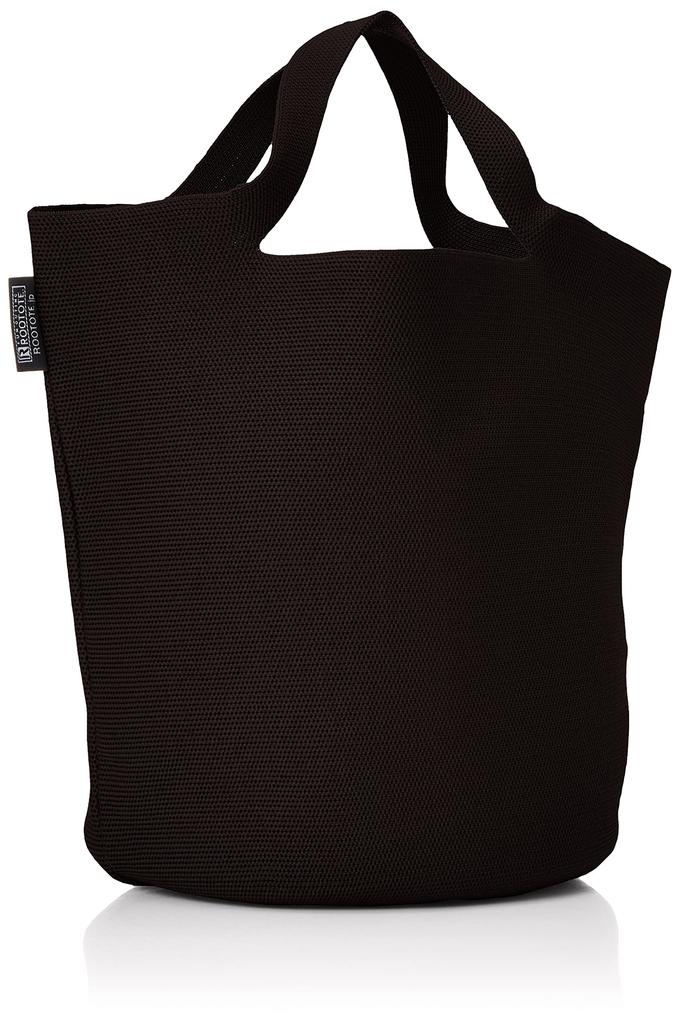 Geantă de damă tricotată din fire reciclate, tip coș, Deli 0256, neagră [Rootote], ușoară, rezistentă la apă, fără podoabe