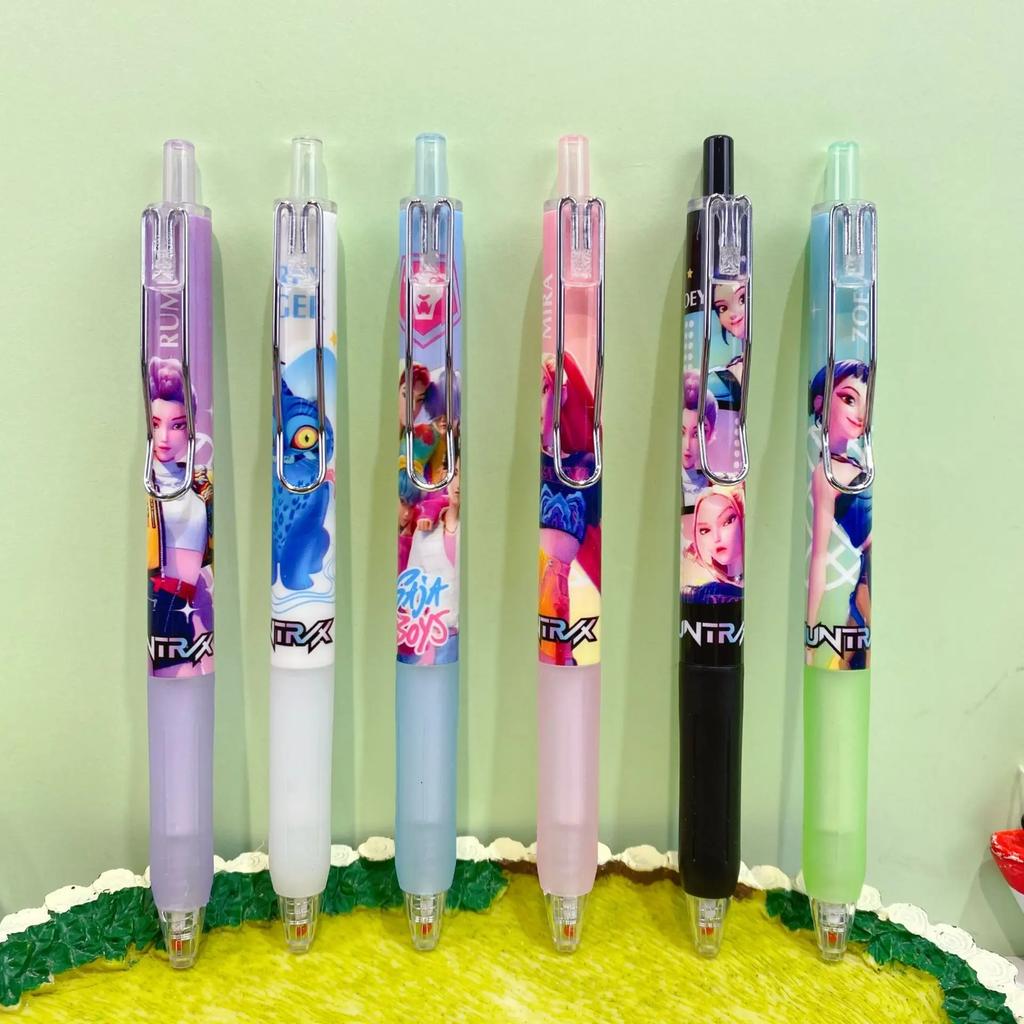 Kpop Demon Hunter Series Gel Pen Blind Box 0.5mm Black Ink Push Type Anime Cartoon Pens Student Writing School Supplies