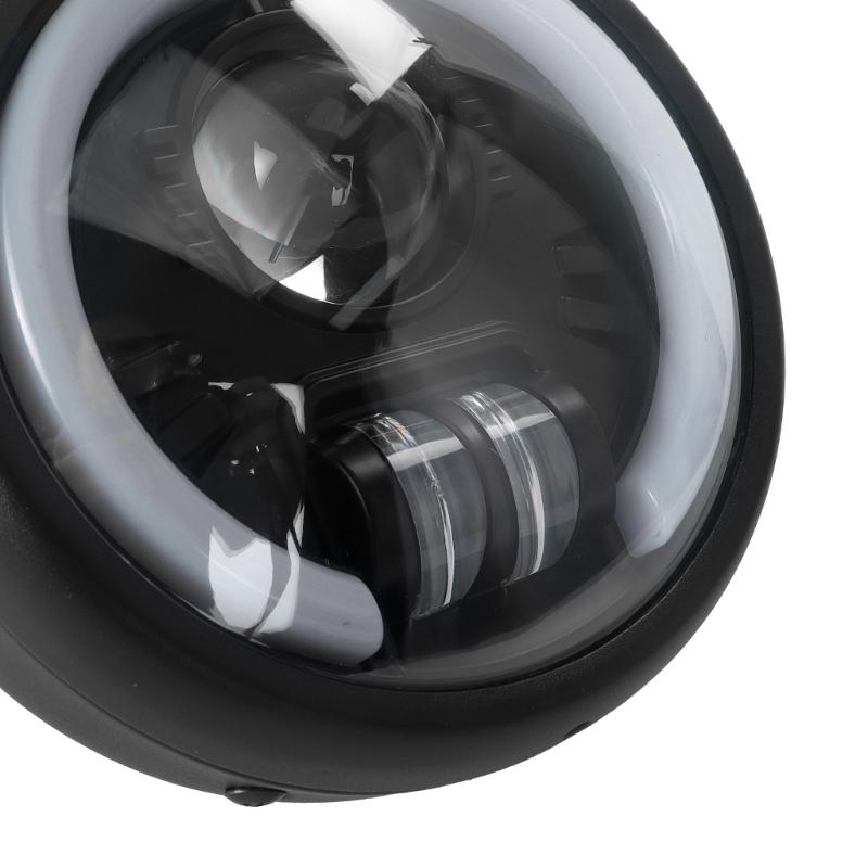 Retro LED Motorcycle Headlamp Built In Turn Signals Shockproof Metal Housing Headlight Universal for Motorbike