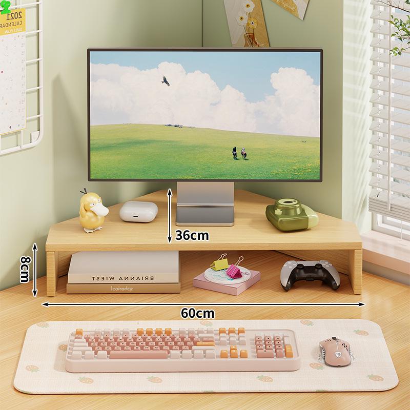 

Corner Desktop Monitor Stand with Storage Rack