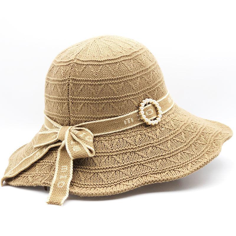 Sun Hat Women's Sun Protection Outdoor Cotton Jacquard Knitted Folding Sun Hat Summer