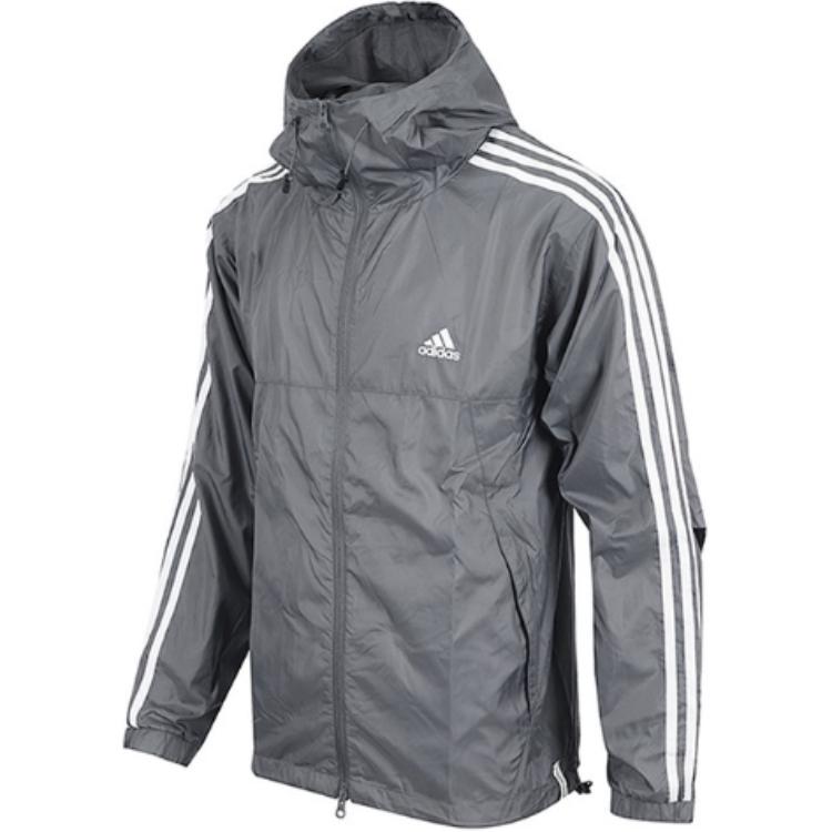 Adidas Drei Streifen Kapuzen-Zip-Jacke Herren Jacken Grau JF3955