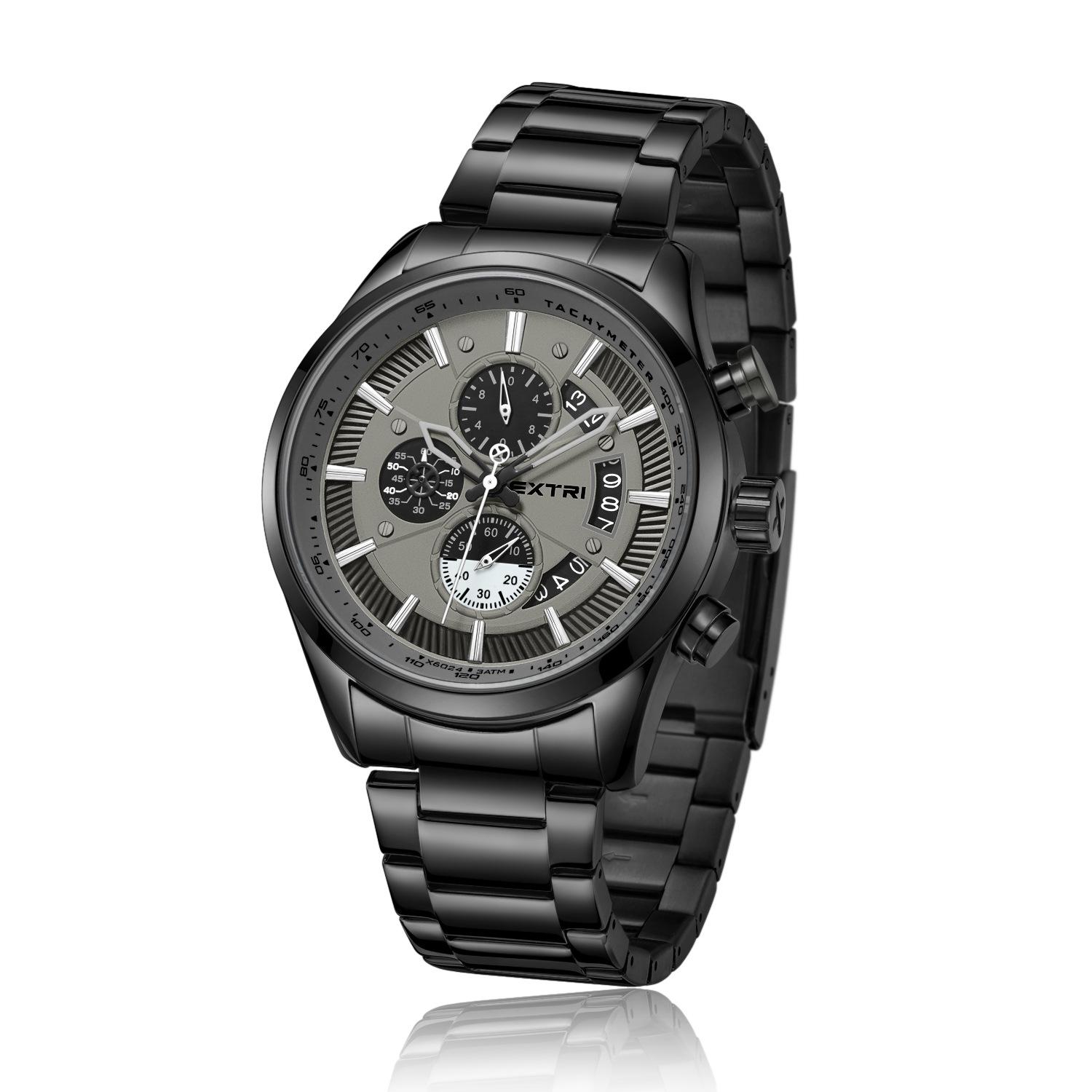 Extri Men S Steel Belt Watch Waterproof Luminous Calendar Quartz Watch