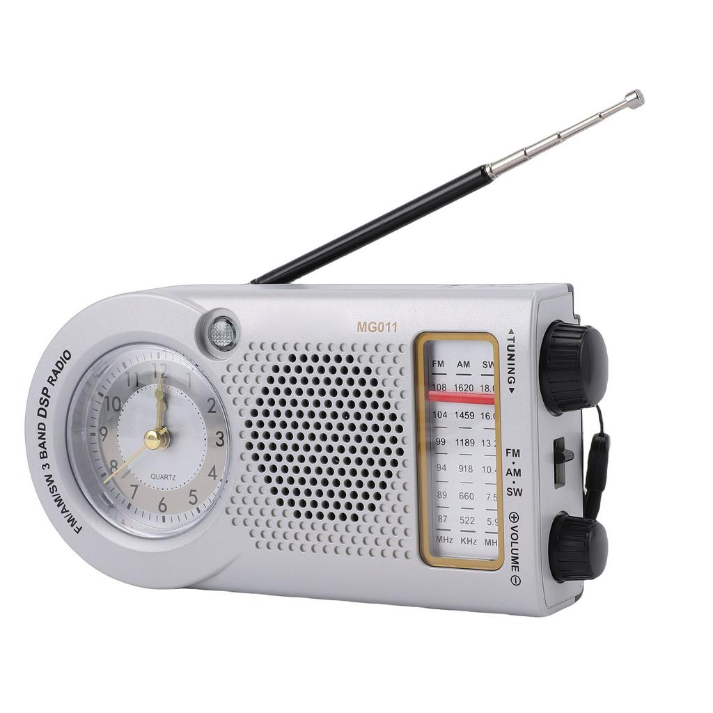 Portable Radio Rechargeable Battery Operated FM AM SW Multi Band Radio with Clock 3W Speaker for Music News Traffic Updates