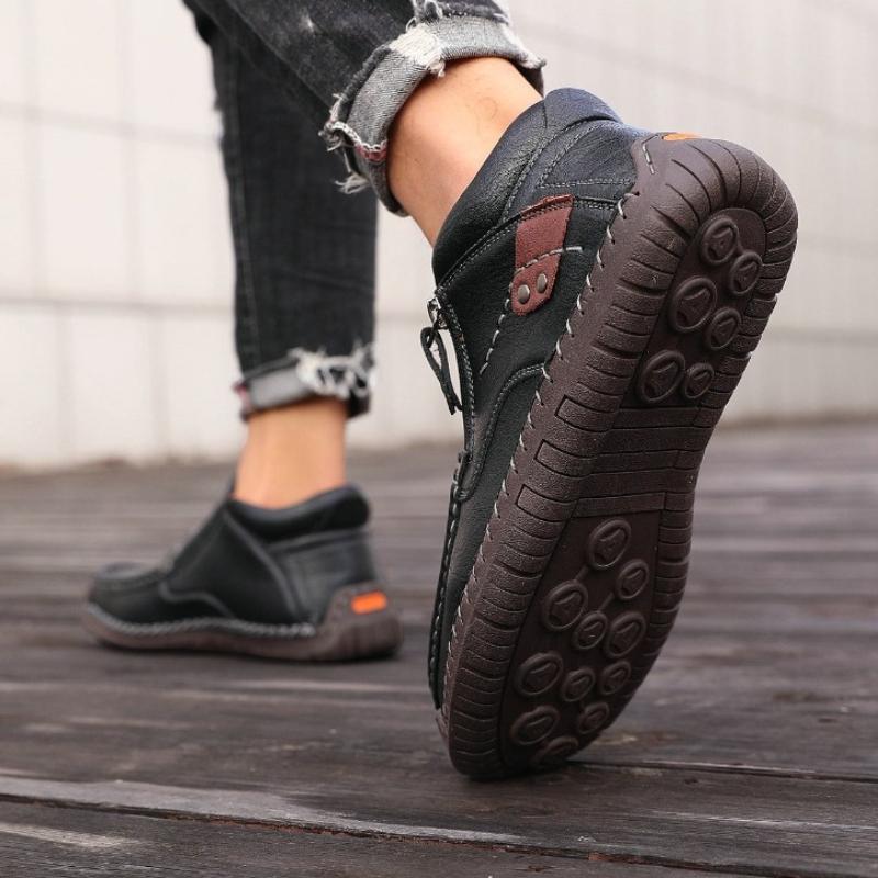 Men's Outdoor Casual Shoes Slip-on Flats Leather Shoes High-top Shoes Large Sizes Ankle Boots Formal Shoes 38-50