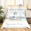 Summer Beach King Queen Duvet Cover Blue Ocean Fish Bedding Set Hawaiian Sea Palm Trees Quilt Cover Marine Life Comforter Cover