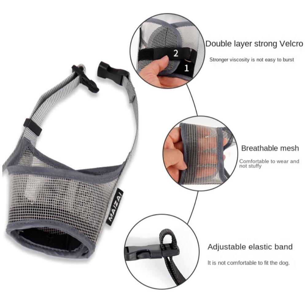 Breathable Mesh Dog Muzzle Adjustable Mouth Guard Portable Dog Mouth Cover  for Most Dog