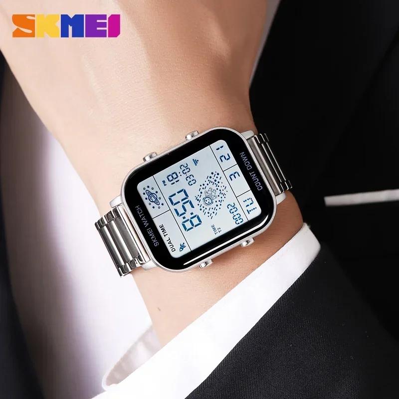 SKMEI 2301 Digital Watches for Men Luxury Waterproof Sports Stainless Steel Shockproof Mens Wristwatches Clock 1888 Reloj Hombre