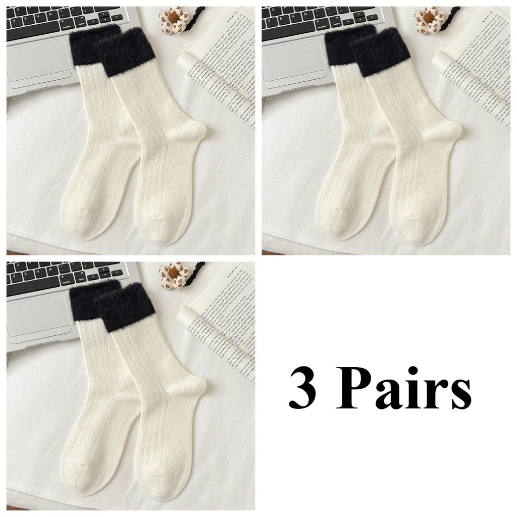 3 Pairs Women's Mid-calf Socks for Autumn and Winter Warmth