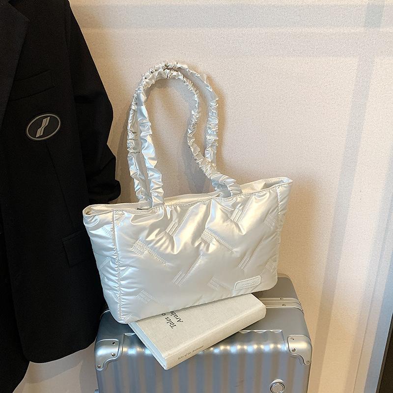 

Сумка большой вместимости женская осенне-зимняя хлопковая сумка новая повседневная сумка через плечо модная дорожная сумка-тоут белый